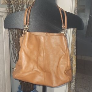 Coach Madison Phoebe Pebbled Leather Shoulder Bag.